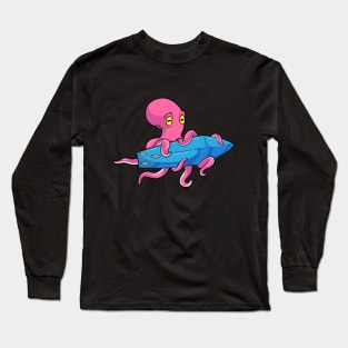 Octopus as Surfer with Surfboard Long Sleeve T-Shirt